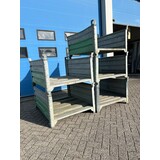 Partij (9st) gebruikte stalen stapelbak 1200x1000x600mm