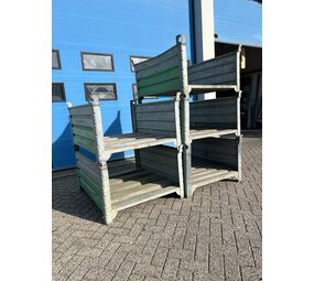 Partij (9st) gebruikte stalen stapelbak 1200x1000x600mm