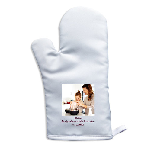 Ovenwant bedrukt met foto en tekst Ovenwant bedrukt met foto en tekst