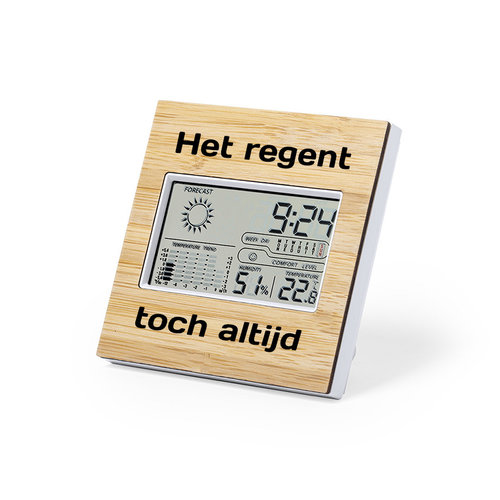 Weerstation met gegraveerde tekst