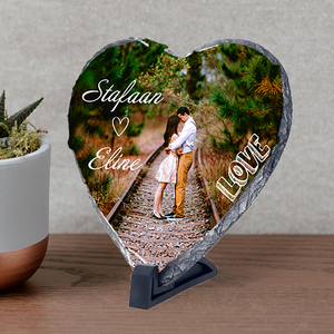 Leisteen hart met foto – gepersonaliseerd aandenken