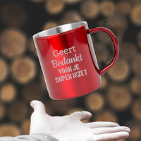 Gekleurde mok met gravering