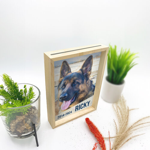 Houten fotokader met gepersonaliseerd acrylglas 22 x 16 cm