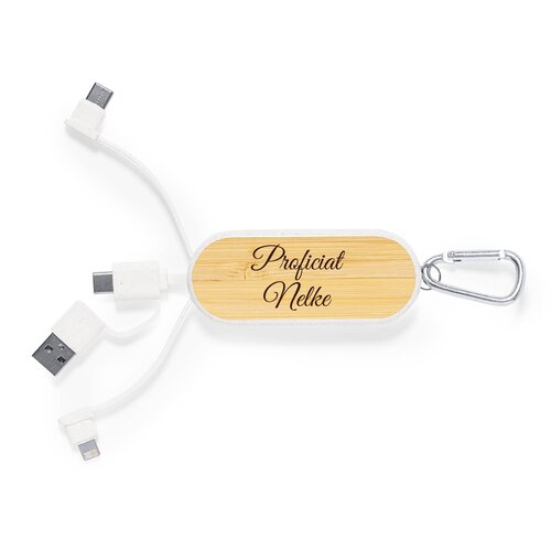 Gepersonaliseerde bamboe sleutelhanger-oplader Gepersonaliseerde bamboe sleutelhanger-oplader