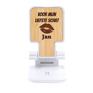 GSM Houder met draadloze oplader gepersonaliseerd