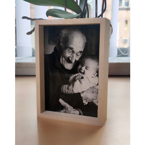 Houten Fotokader met Gepersonaliseerd Acrylglas 115 x 160 x 35 mm Houten Fotokader met Gepersonaliseerd Acrylglas 115 x 160 x 35 mm
