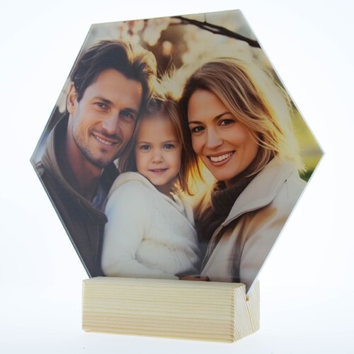 Acryl hexagon fotopaneel op staander Gepersonaliseerd
