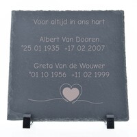 Leisteen met gravering 20x 20 cm
