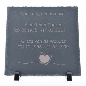 Leisteen met gravering 20x 20 cm