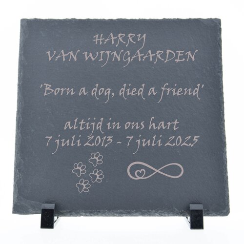 Leisteen met gravering 20x 20 cm