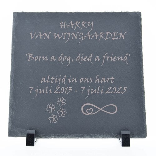 Leisteen met gravering 25x 25 cm