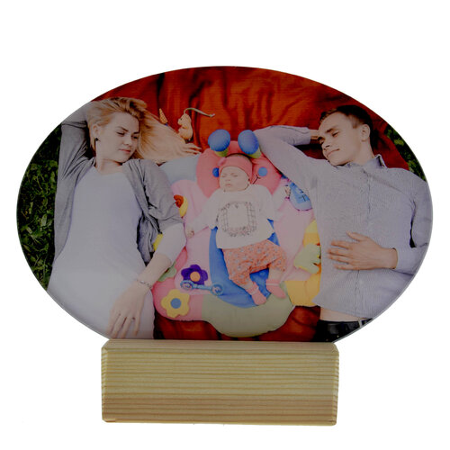 Ovaal Acryl Fotopaneel - Gepersonaliseerd op Staander