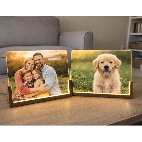 Gepersonaliseerde LED Fotolamp met Houten Frame Gepersonaliseerde LED Fotolamp met Houten Frame