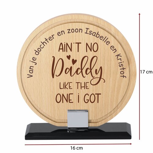 Gepersonaliseerd houten paneel met gravure | Uniek cadeau met personalisatie op glazen staander