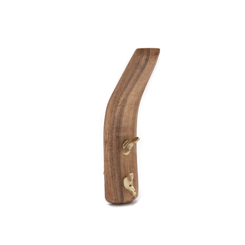 Kapstokhaak hout en messing