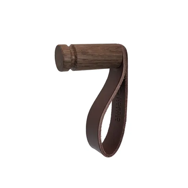 Houten haak met leren riem - Bruin ( 2 stuks )