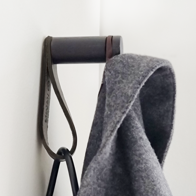 Houten haak met leren riem - Bruin ( 2 stuks )