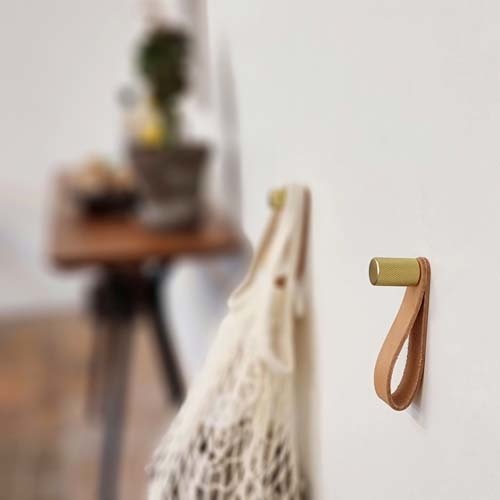 ShineUp - 2 haken met leren band - Naturel