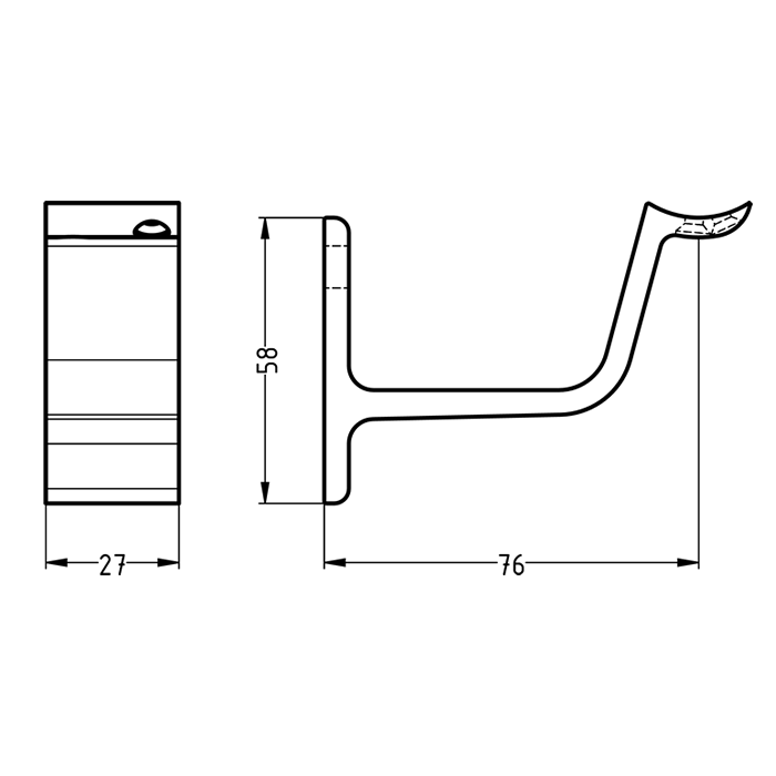 Trapleuninghouder 3553-18 M8 Holzadel - Zwart