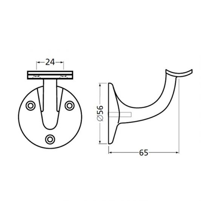 Trapleuninghouder 3500-70 65 Hol - Zwart