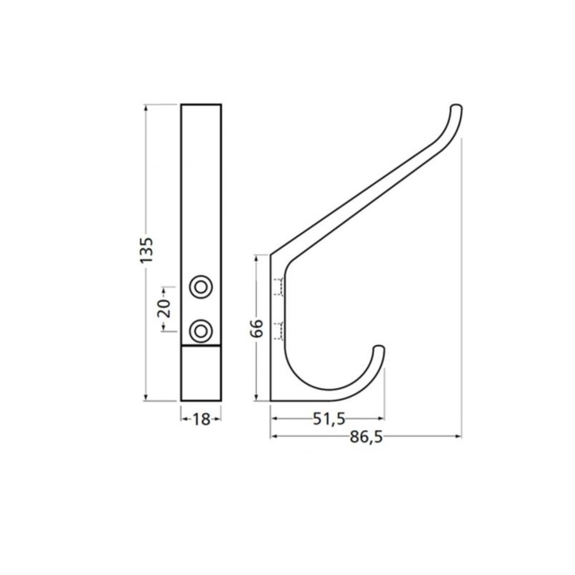 Hoed- en jashaak 0148-18 Mat Zwart