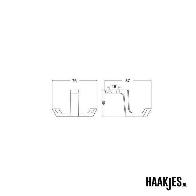 Plafondhaak 0200-70 dubbel - Zwart