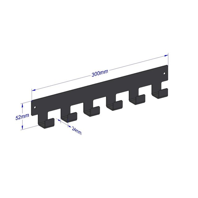Industriele matzwarte kapstok 300mm MC