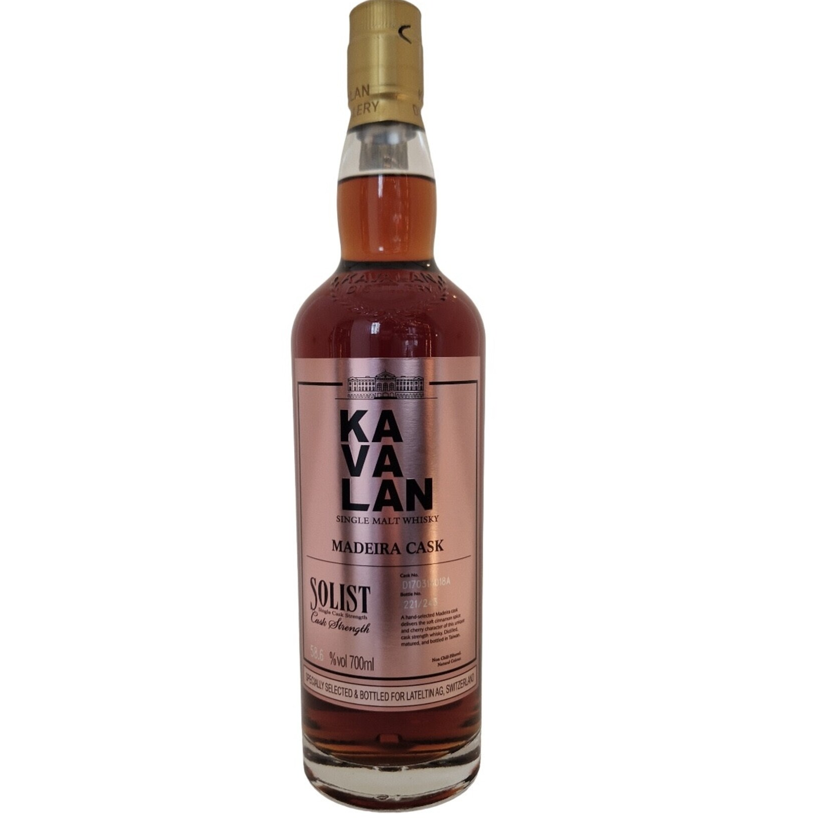 KAVALAN KAVALAN SOLIST MADEIRA CASK LATELTIN SINGLE MALT SCOTCH WHISKY