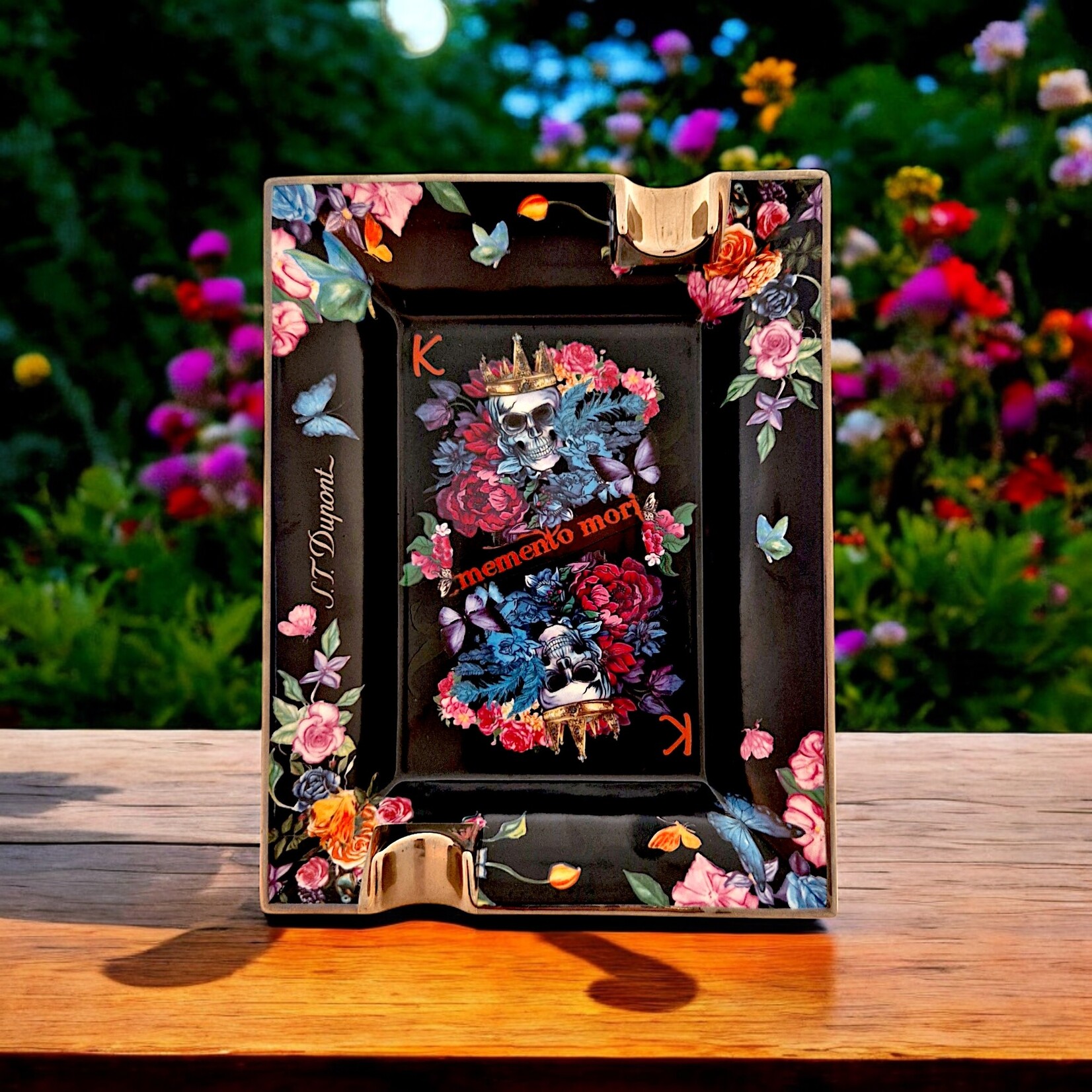 ST DUPONT ST DUPONT GRAND CENDRIER SKULL & FLOWERS