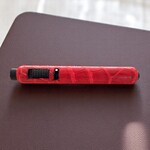 PRINCE RHEIN LIGHTER WITH CROCODILE LEATHER RED