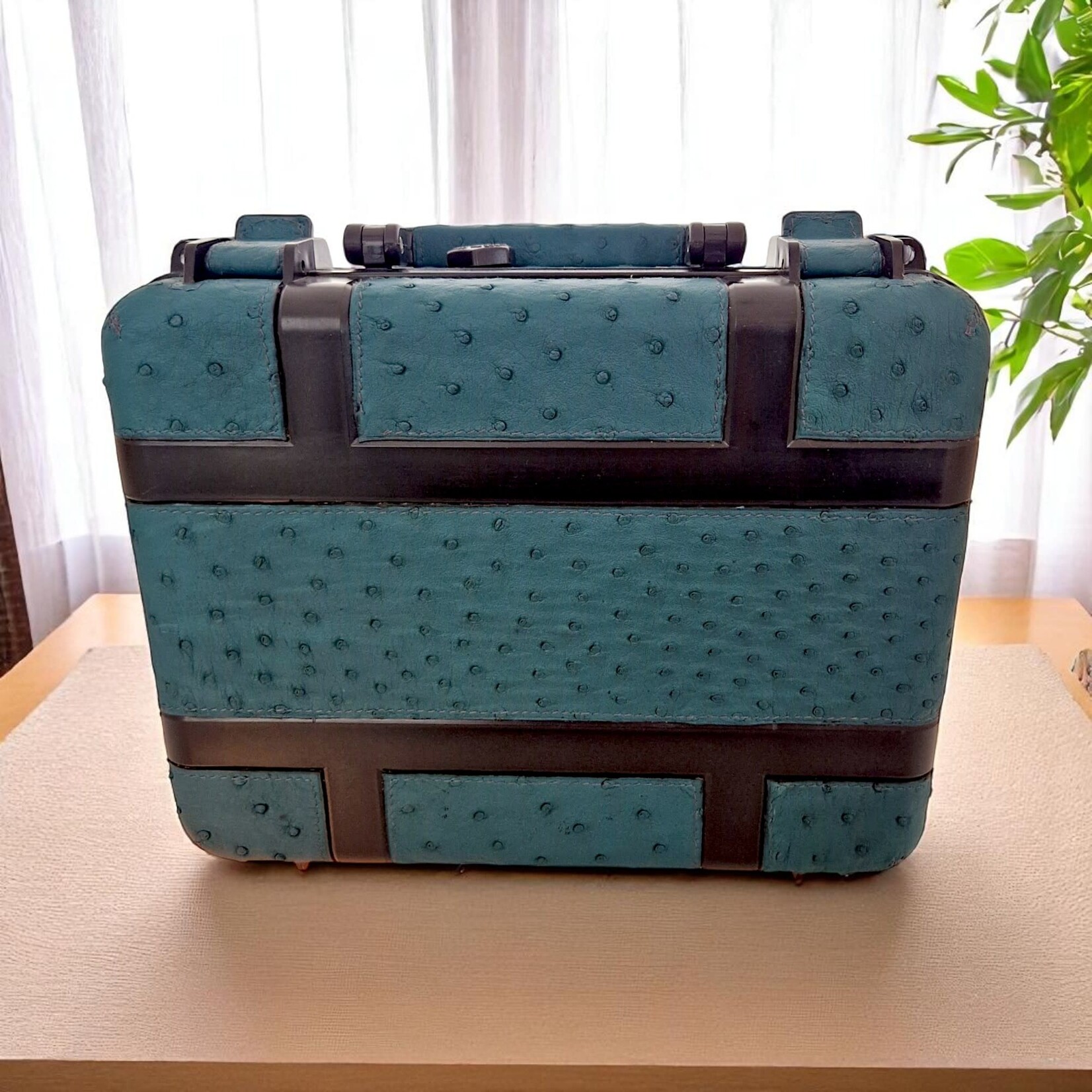 LE GRAIN DE SELLE RHEIN CIGAR CASE 18-24 OSTRICH LEATHER GREEN