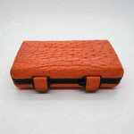 TABAC RHEIN RHEIN CIGAR CASE 5 OSTRICH LEATHER TOTAL COVER ORANGE