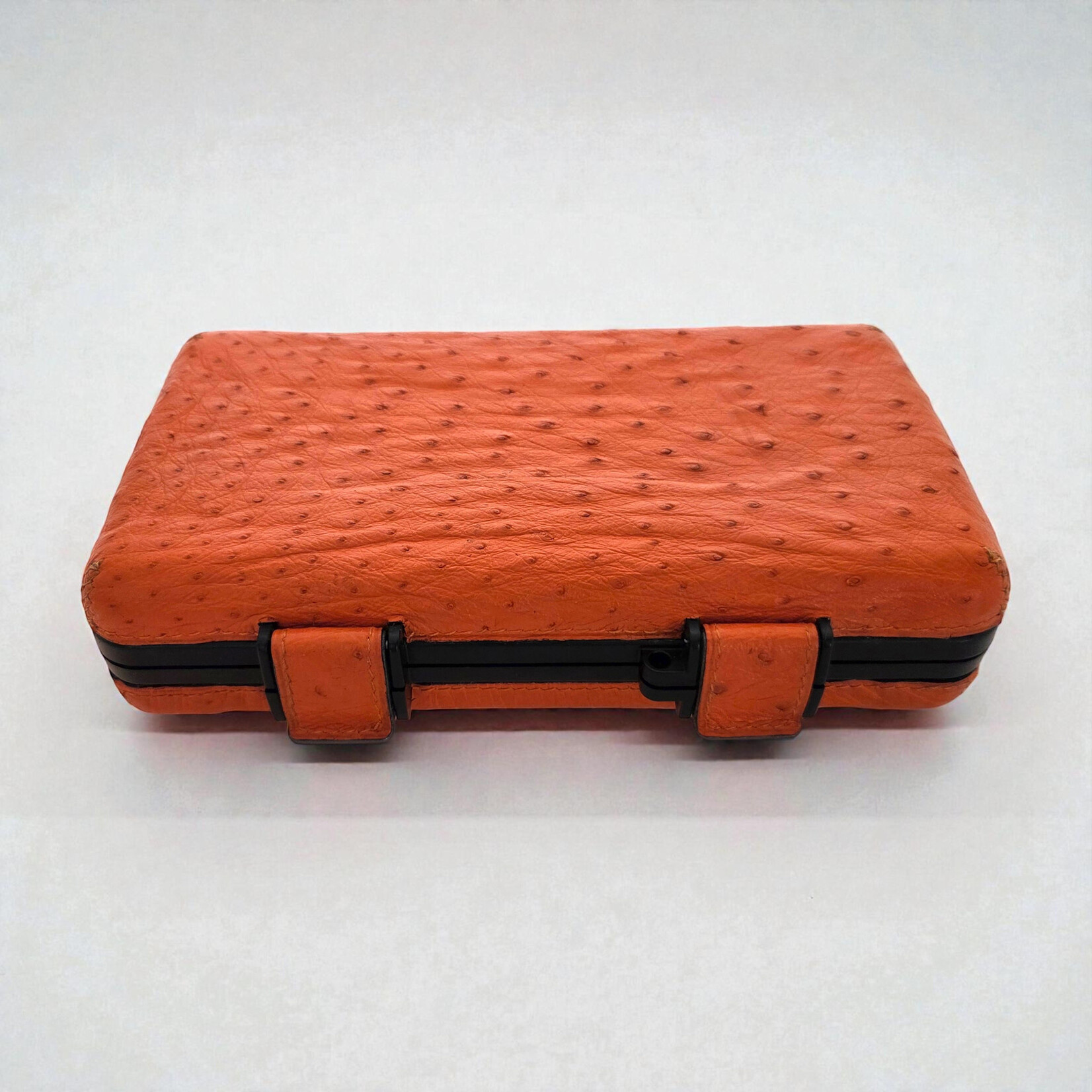 TABAC RHEIN RHEIN CIGAR CASE 5 OSTRICH LEATHER TOTAL COVER ORANGE