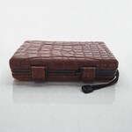 RHEIN CIGAR CASE 5 CROCODILE LEATHER TOTAL COVER BROWN