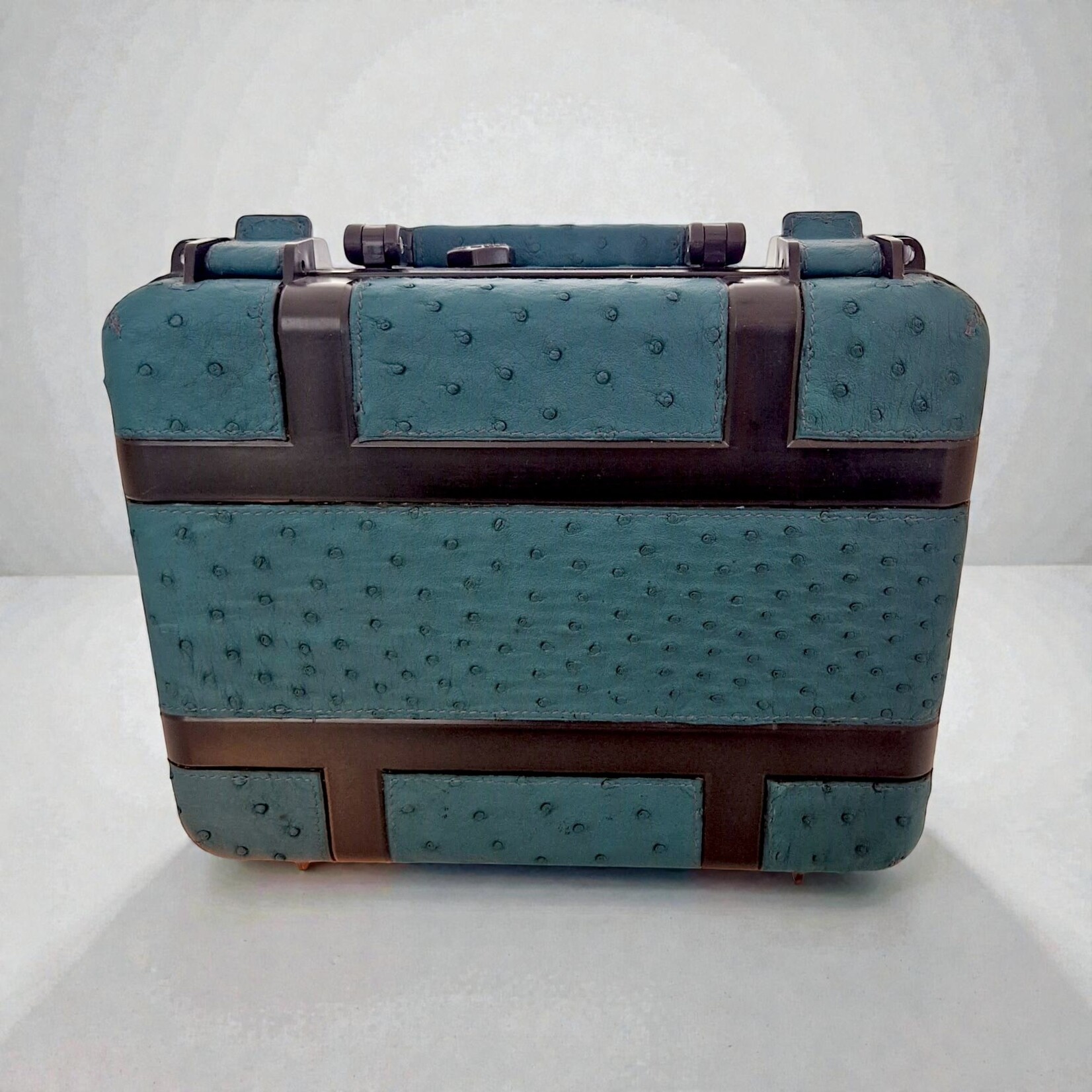 LE GRAIN DE SELLE RHEIN CIGAR CASE 18-24 OSTRICH LEATHER GREEN