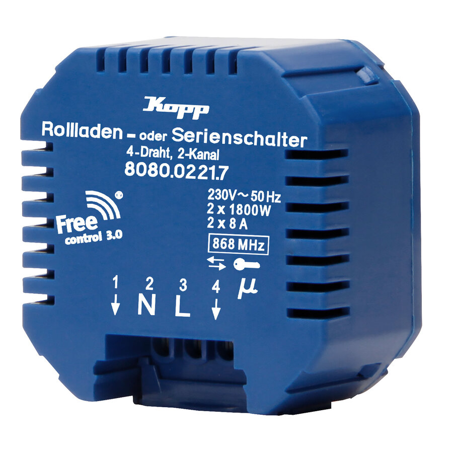Kopp Free-control radio-ontvanger 4-draads / 2-kanaals rolluik-/jaloeziebesturing of serieschakelfunctie (808002217)