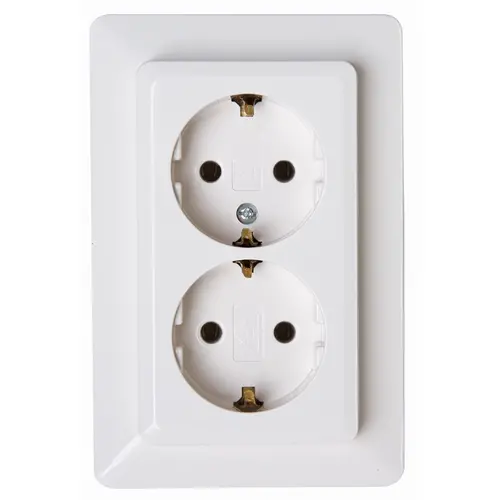 Kopp wandcontactdoos 2-voudig randaarde voor enkele inbouwdoos HK02 Milano arctic wit (917213007)