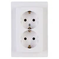 Kopp wandcontactdoos 2-voudig randaarde voor enkele inbouwdoos HK05 Paris arctic wit (941102063)