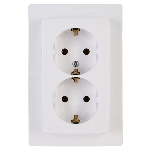 Kopp wandcontactdoos 2-voudig randaarde voor enkele inbouwdoos HK05 Paris arctic wit (941102063)