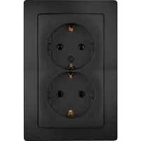 Kopp wandcontactdoos 2-voudig randaarde voor enkele inbouwdoos HK05 Paris zwart mat (941150004)