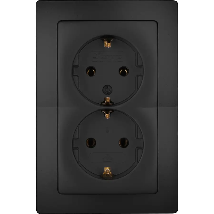 Kopp wandcontactdoos 2-voudig randaarde voor enkele inbouwdoos HK05 Paris zwart mat (941150004)
