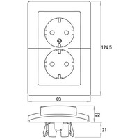 Kopp wandcontactdoos 2-voudig randaarde voor enkele inbouwdoos HK05 Paris zwart mat (941150004)