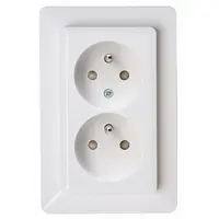 Kopp wandcontactdoos 2-voudig penaarde Safety+ voor enkele inbouwdoos HK02 Milano arctic wit (927913005)