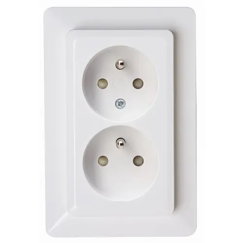 Kopp wandcontactdoos 2-voudig penaarde Safety+ voor enkele inbouwdoos HK02 Milano arctic wit (927913005)