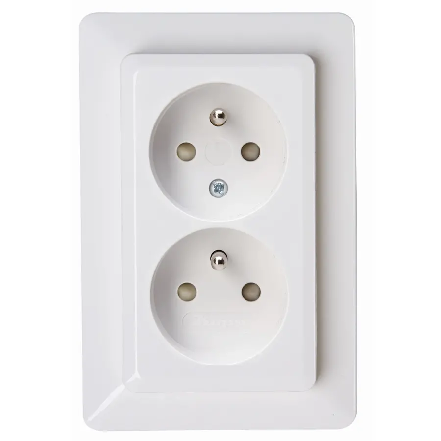 Kopp wandcontactdoos 2-voudig penaarde Safety+ voor enkele inbouwdoos HK02 Milano arctic wit (927913005)