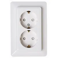 Kopp wandcontactdoos 2-voudig randaarde Safety+ voor enkele inbouwdoos HK02 Milano arctic wit (927713009)