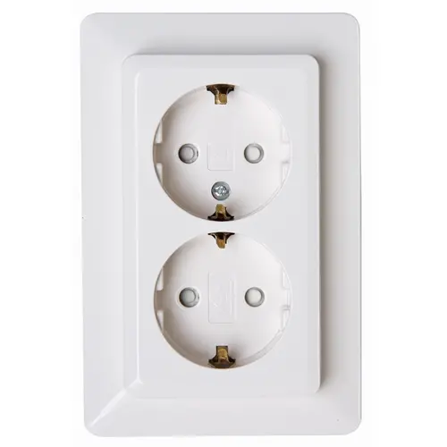 Kopp wandcontactdoos 2-voudig randaarde Safety+ voor enkele inbouwdoos HK02 Milano arctic wit (927713009)