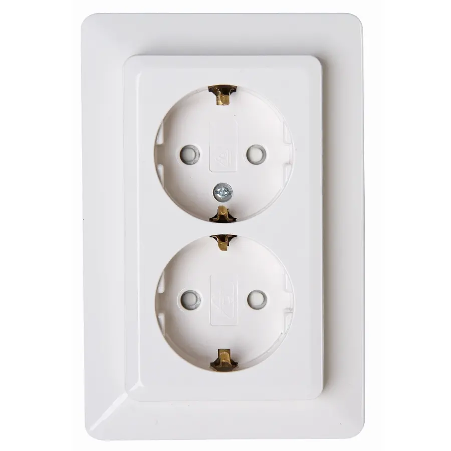 Kopp wandcontactdoos 2-voudig randaarde Safety+ voor enkele inbouwdoos HK02 Milano arctic wit (927713009)