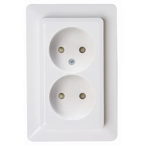 Kopp wandcontactdoos 2-voudig zonder randaarde Safety+ voor enkele inbouwdoos HK02 Milano arctic wit (950513007)