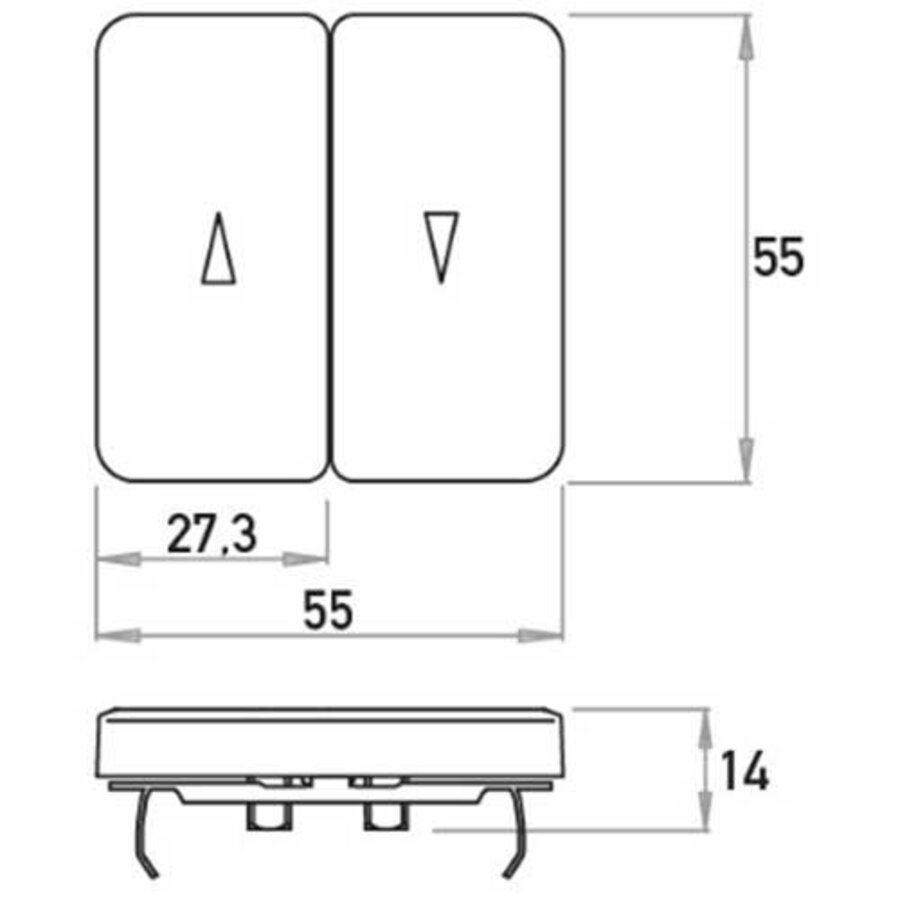 Kopp wip jaloezieschakelaar 2-voudig HK02 Milano staal grijs (331520000)